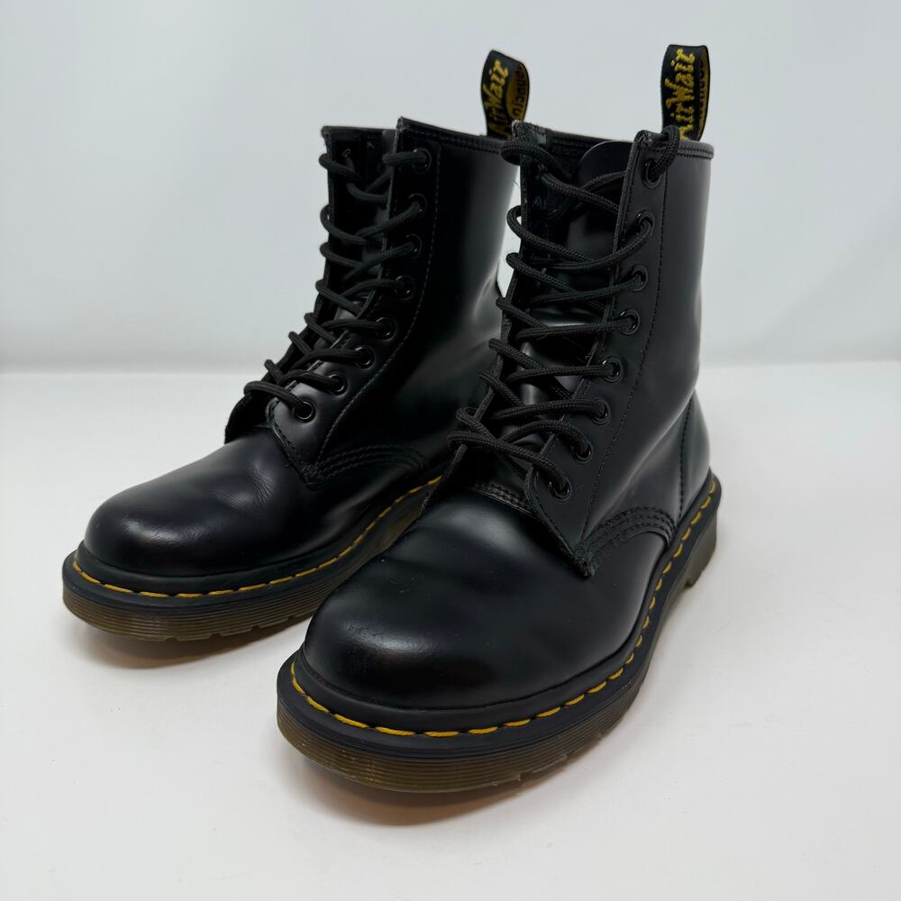 Dr. Martens 1460W Boots Women's 6 Black Smooth Leather Preppy Combat Boots EUC - Picture 9 of 16